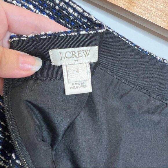 J Crew Factory Womens Size 4 Black Blue Tweed Pencil Skirt Preppy Career Wool - Picture 8 of 12
